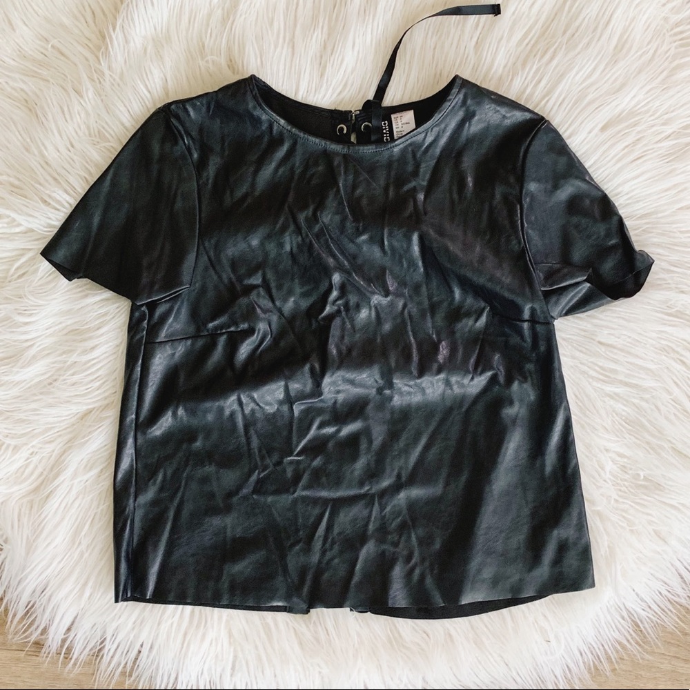 Divided || Lace Up Faux Leather Top